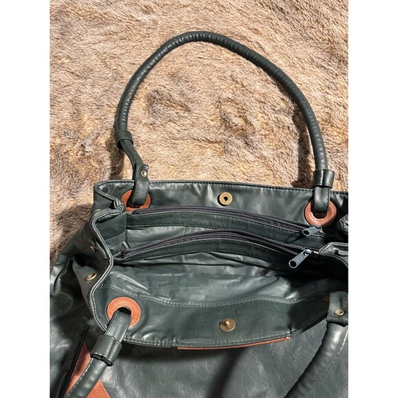 VTG Cypress Woods Large Tote Bag multiple pockets Green Tan - Picture 6 of 10
